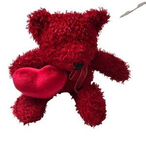 Dan Dee Collectors Choice Red Teddy Bear Plush Stuffed Soft 10" W/Love Heart Bow